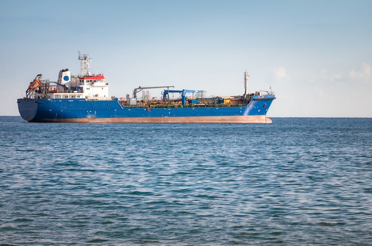 Cargo ship in the ocean