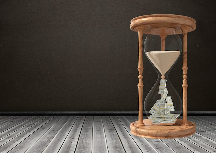 Hourglass with black sand