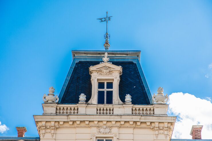 Close up of a government building facade