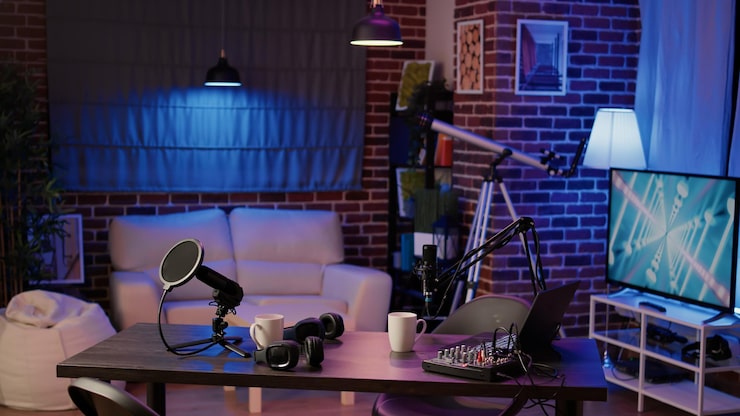 Wide shot of the main live recording room