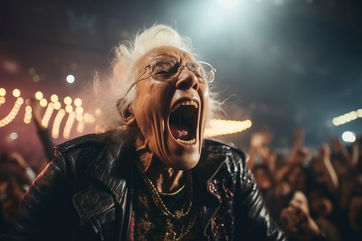 Crowd surfing at a heavy rock concert