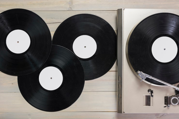 Stack of vinyl records