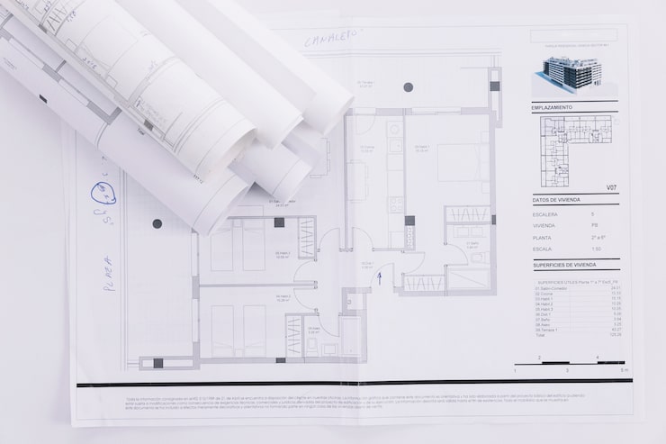 Architectural blueprint of studio