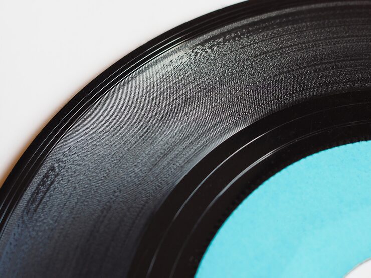 Vinyl record spinning up close