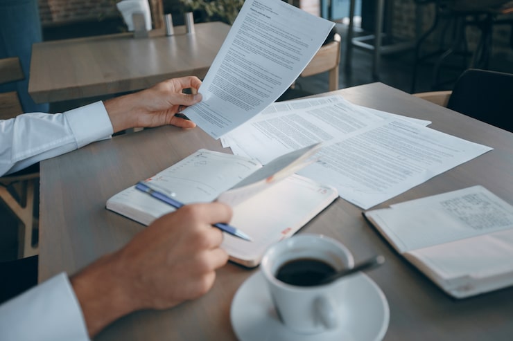 Legal documents on desk